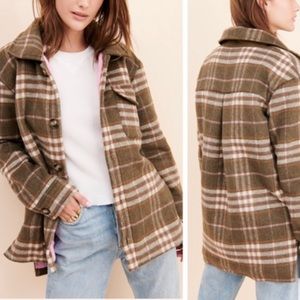 For love and lemons plaid +pink trucker jacket